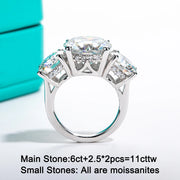 VVS1 D Color 11 CTTW 3 Stone Moissanite Engagement Ring.