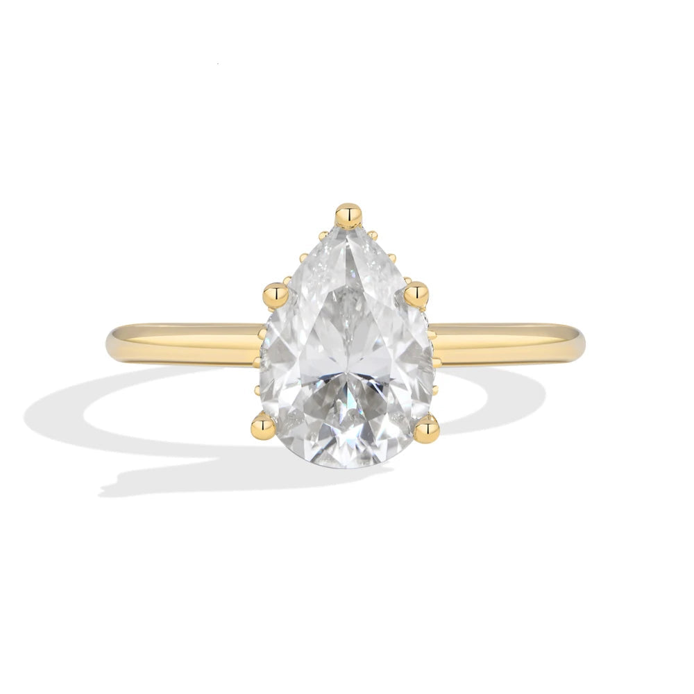 2 CT Pear Cut Moissanite Solitaire Ring