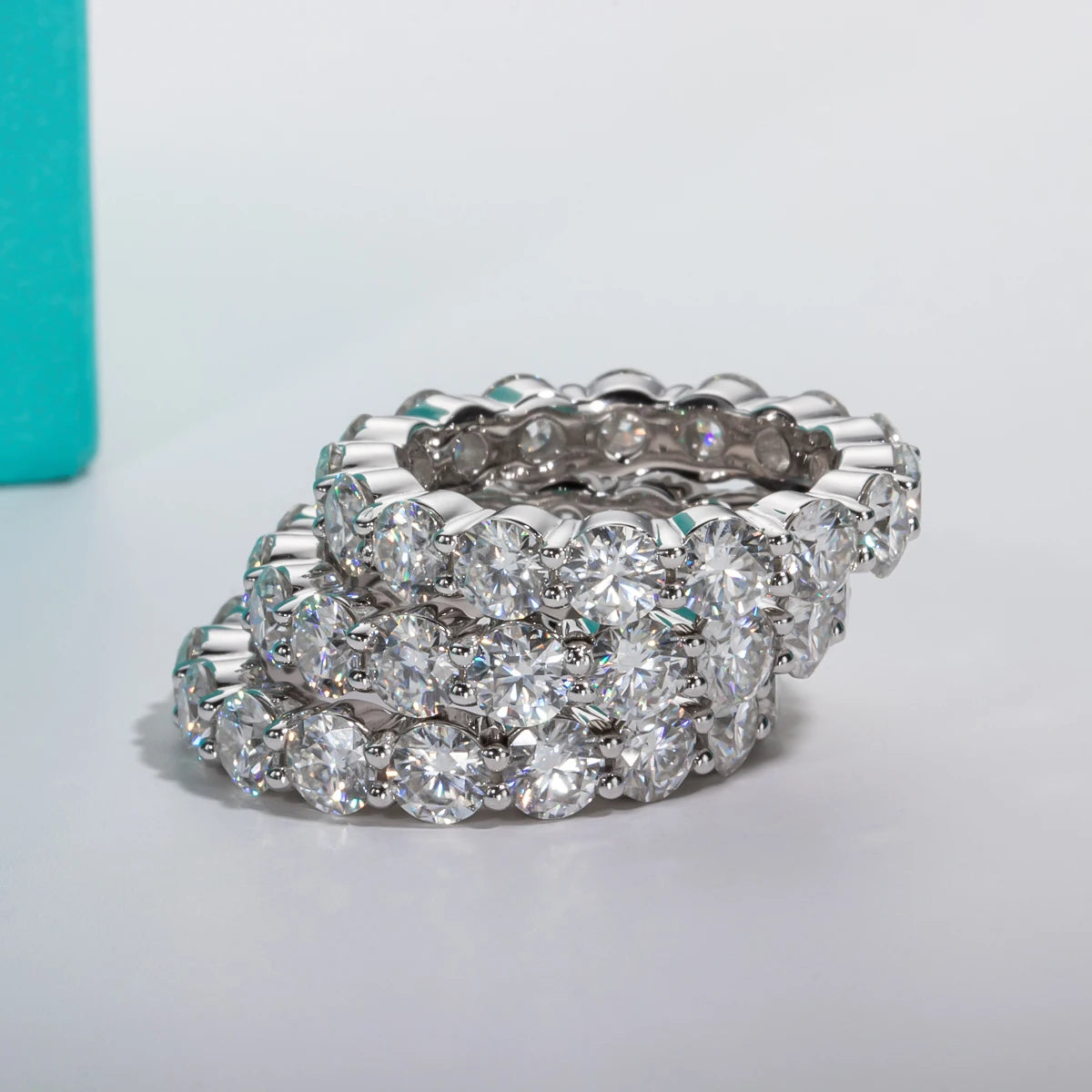 3 MM Round Cut Moissanite Eternity Band