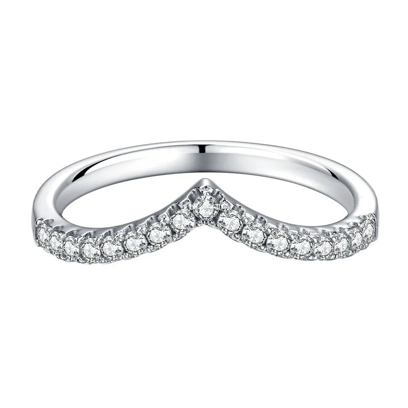 GK Moissanites D Color Moissanite Diamond V Row Ring