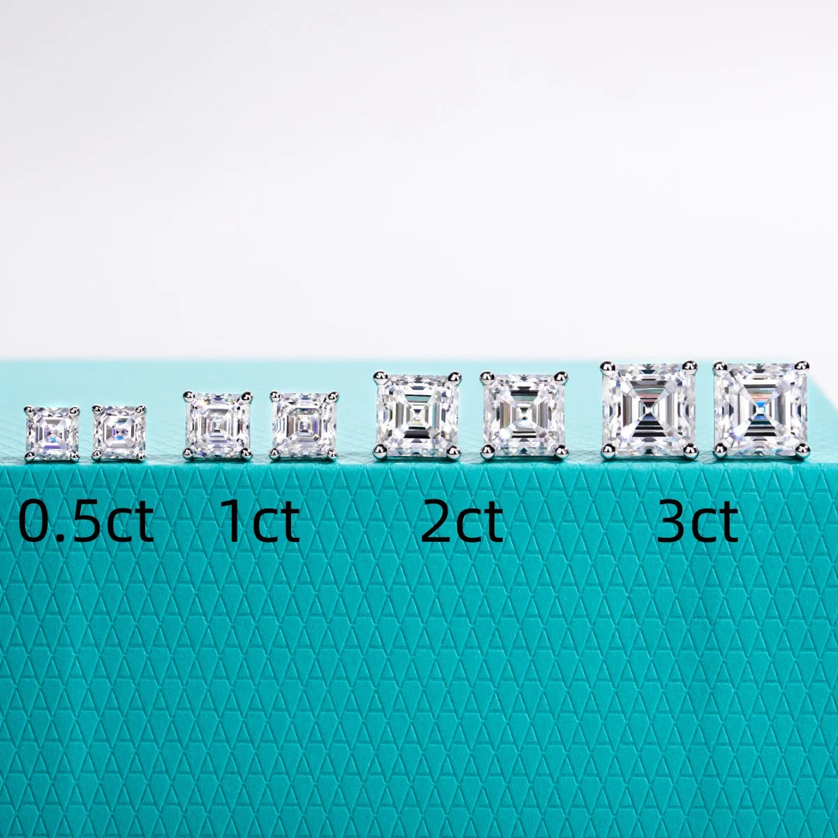 VVS1 D Color Asscher Cut Moissanite Stud Earrings