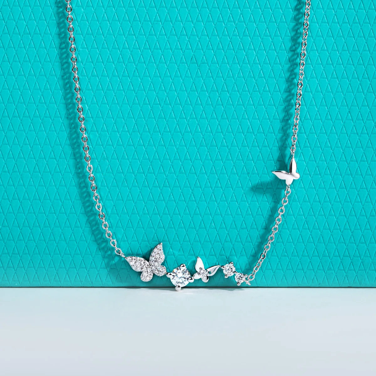 0.5 CTTW D Color Moissanite Butterfly Pendant Necklace