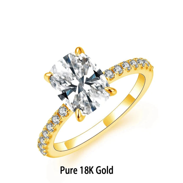 Moissanite Rings Cushion Cut 3.5CT D Color 18K 14K 10K.