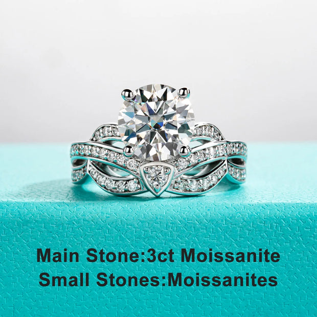 3 CT Brilliant Cut Moissanite Engagement Ring & Set.