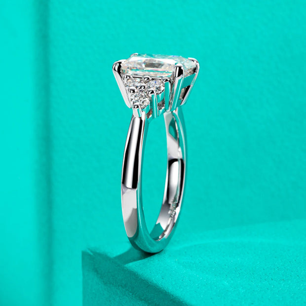 GK Moissanites 3ct Radiant Cut D Color Moissanite Engagement Ring