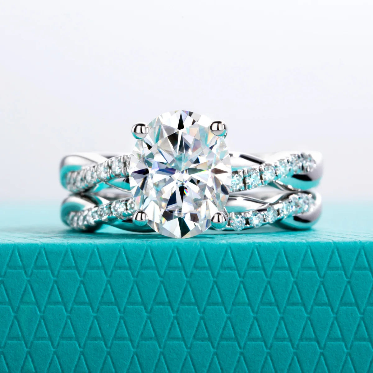 3 CT Oval Cut Moissanite Infinity Bridal Ring Set