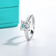 3CT Asscher Cut Moissanite Engagement Ring.