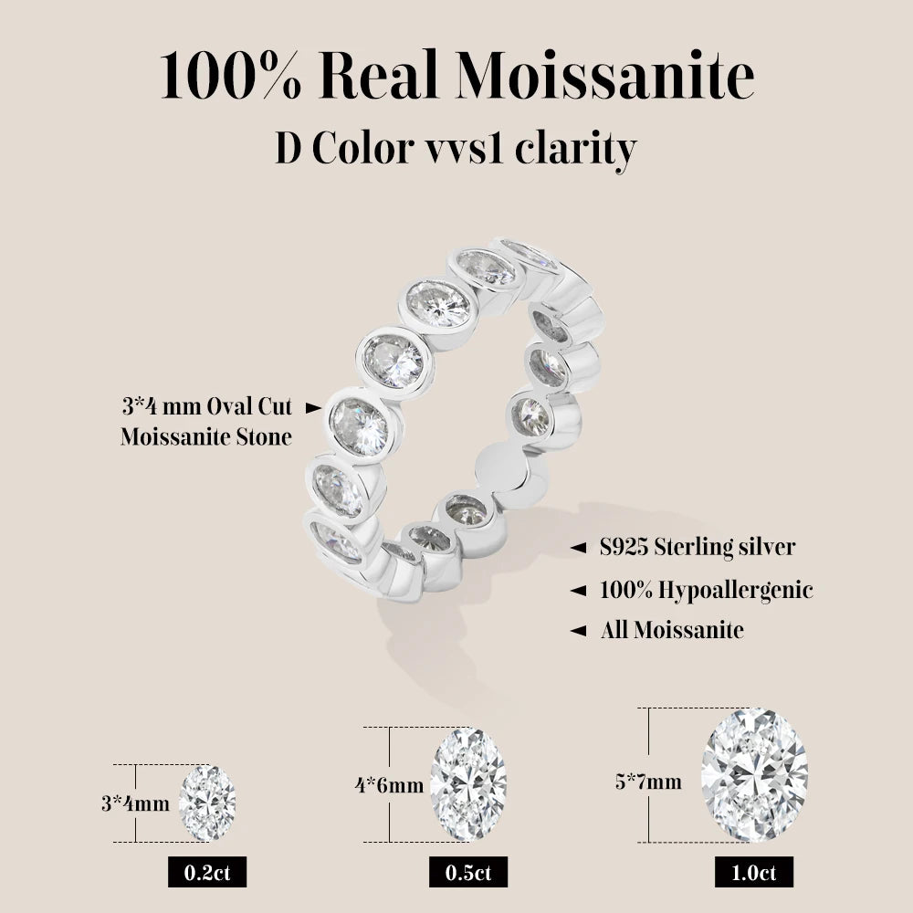 Oval Cut Moissanite Eternity Wedding Band