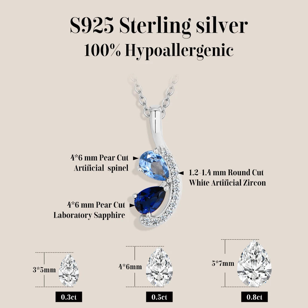 Double Teardrop Sapphire Pendant Necklace