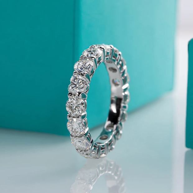 GK Moissanites 4mm D Color Heart Moissanite Wedding Band Ring
