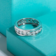 GK Moissanites 4mm Moissanite Wedding Band Ring S925 Sterling Silver Eternity Ring