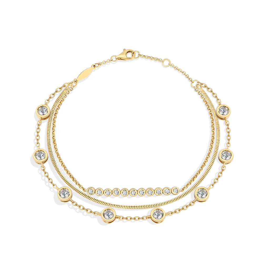 Three Layer Stacking Moissanite Bracelet