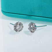 1cttw D Color Moissanite Diamond Flower Stud Earrings.