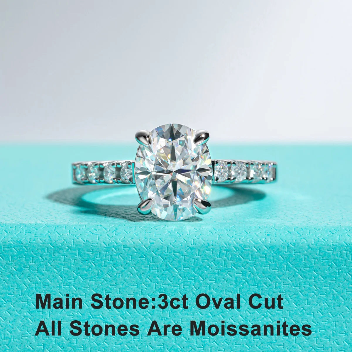VVS1 D Color 3CT Oval Cut Moissanite Engagement Ring | S925.