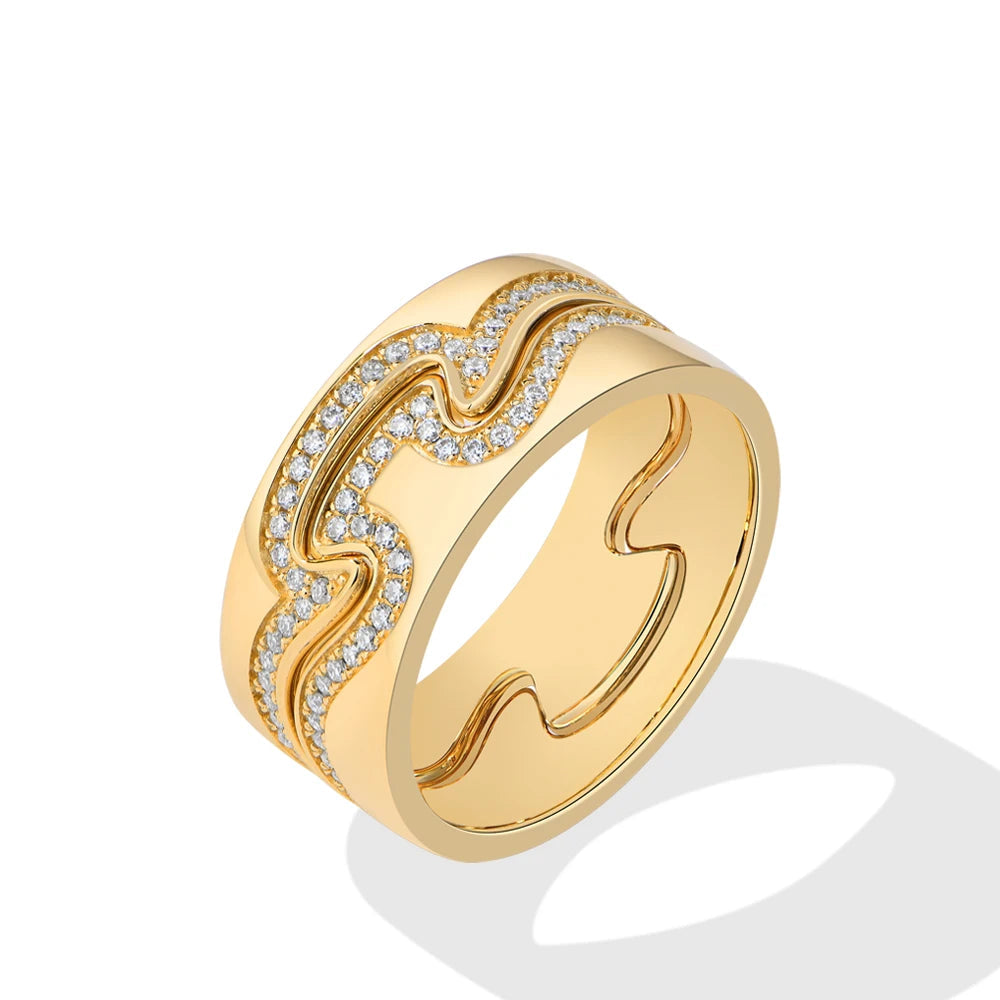 Two-Tone Wave Moissanite Statement Ring