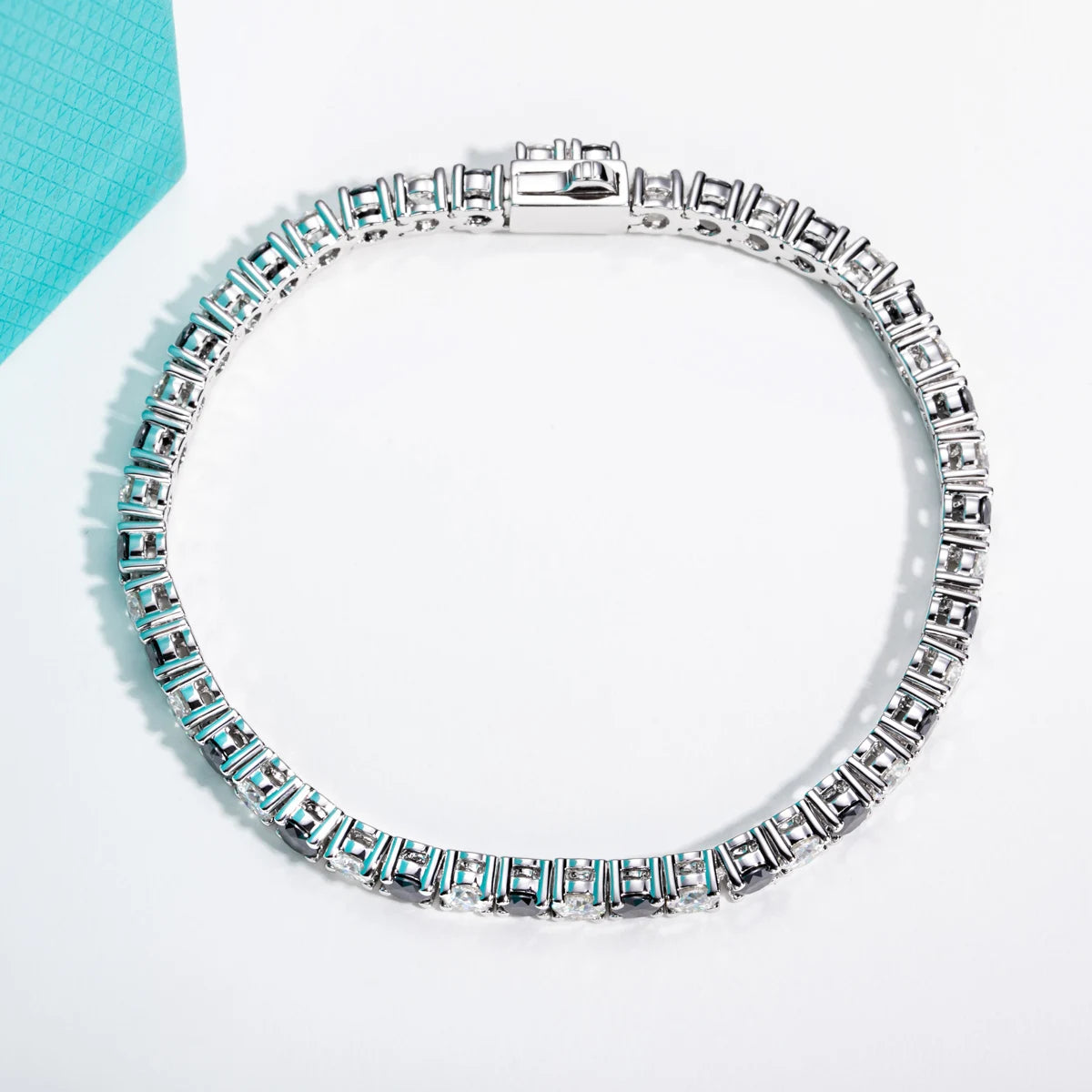 4 MM Round Cut Black Moissanite Stone Tennis Bracelet