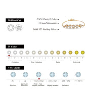 VVS 1 D-Color 3.0mm Brilliant Cut Moissanite Bracelet | S925.