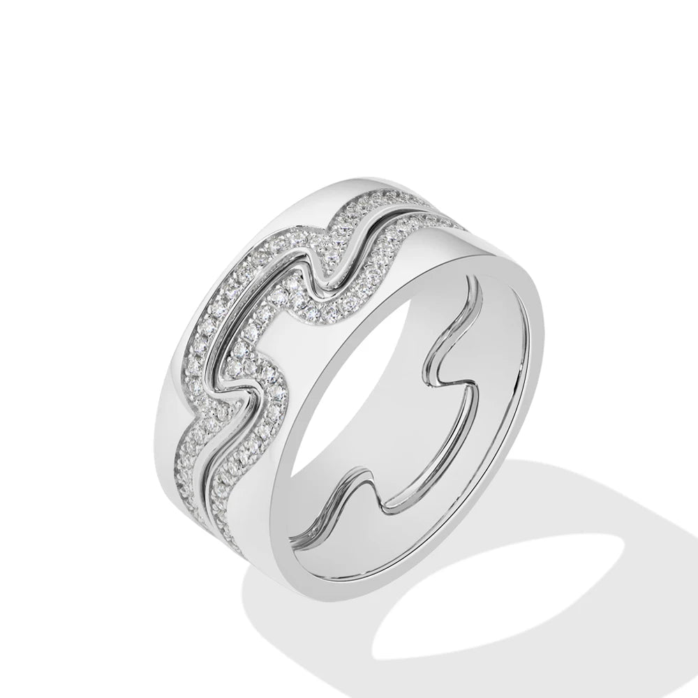 Two-Tone Wave Moissanite Statement Ring