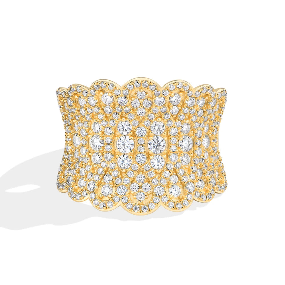 Luxury Paved Moissanite Wavy Statement Ring