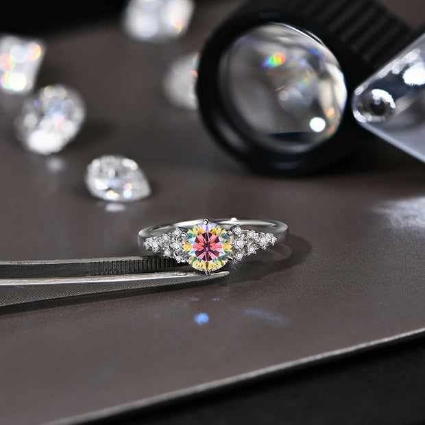 VVSQ D Color 1.0 CT Round Cut Moissanite Ring.
