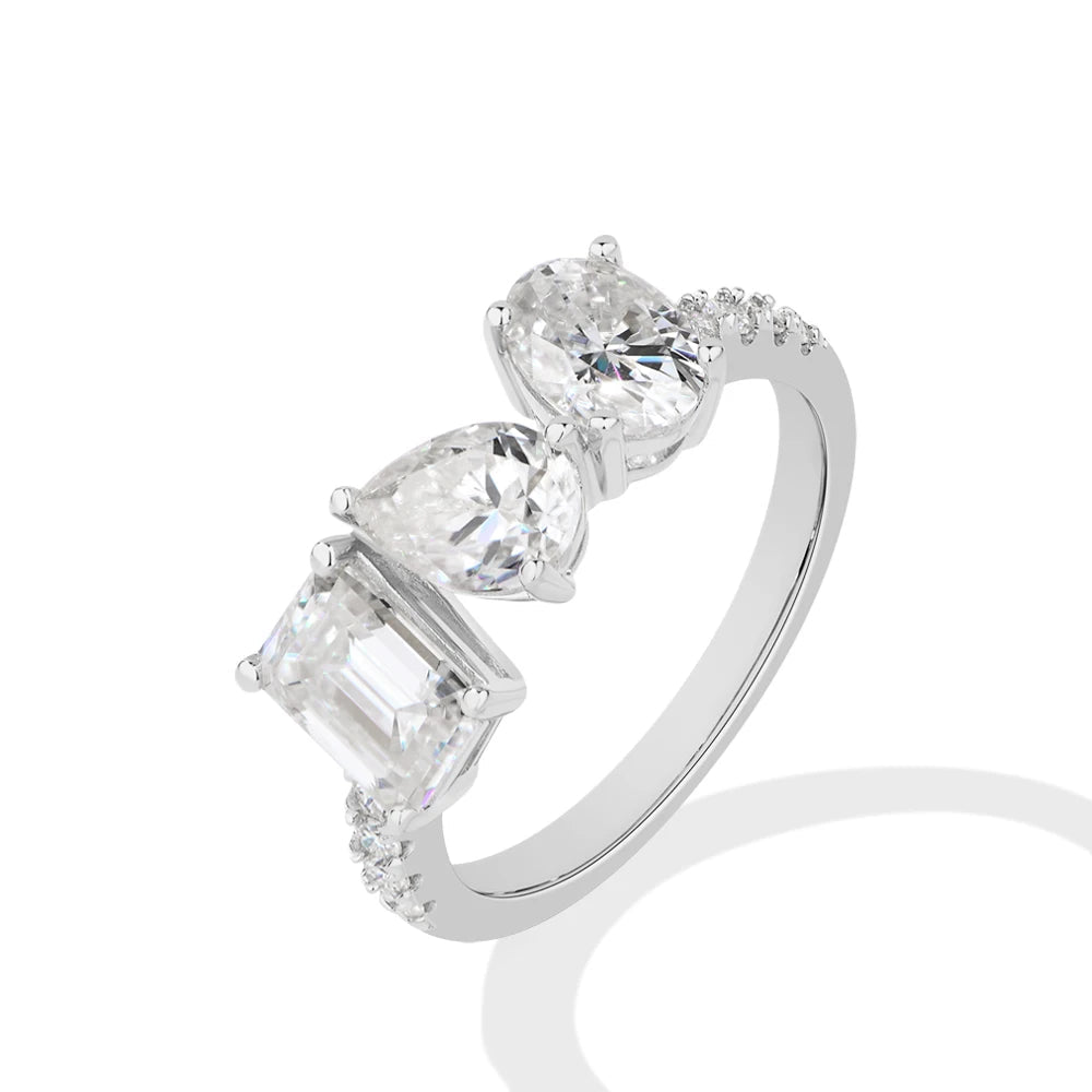 VVS1 D Color 3-Stone Moissanite Engagement Ring