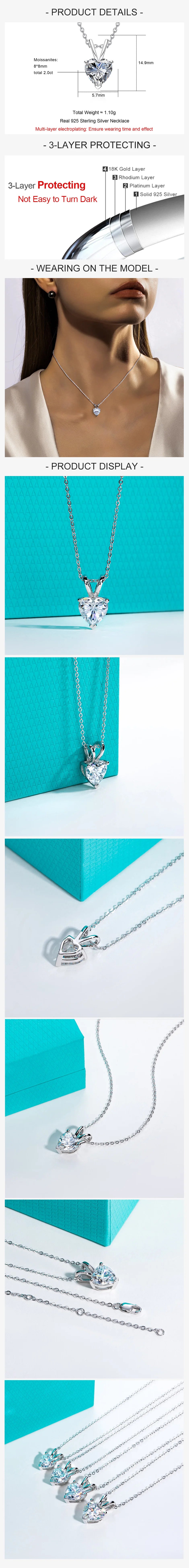 VVS1 D Color Heart Cut Moissanite Pendant Necklace