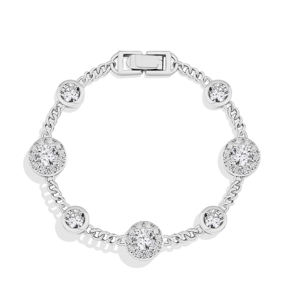 Luxury Round Halo Moissanite Bracelet
