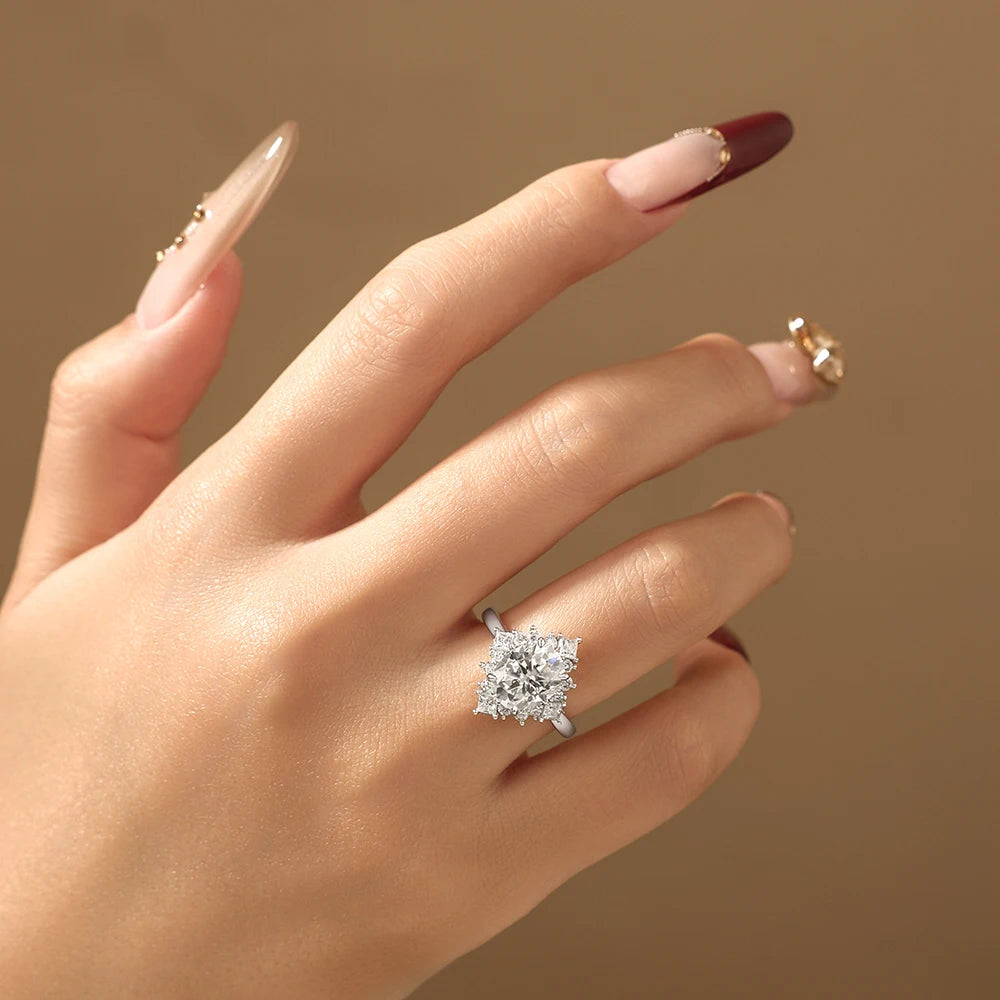 3 CT Snowflake Halo Moissanite Engagement Ring