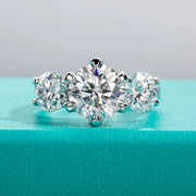 5CT D Color Moissanite Three Stone Engagement Ring.