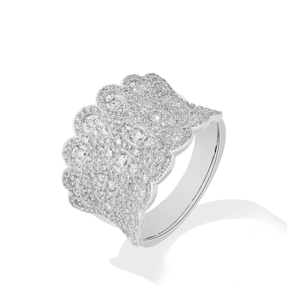 Luxury Paved Moissanite Wavy Statement Ring