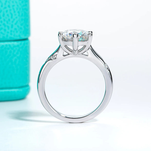 3 CT Round Cut D Color Moissanite Engagement Ring.