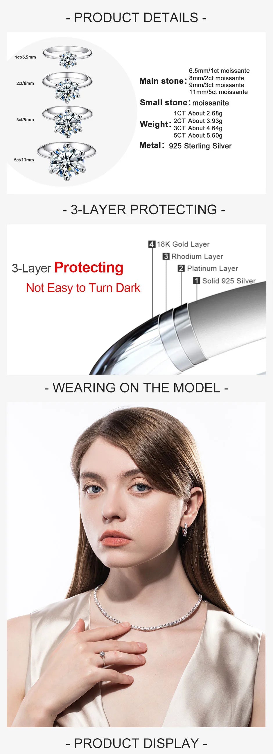 VVS1 Round Cut Solitaire Moissanite Engagement Ring