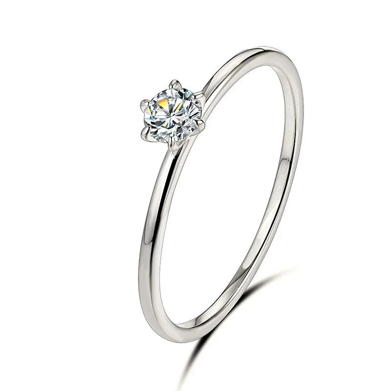 0.2CT 18K White Gold Plated Moissanite Promise Ring.