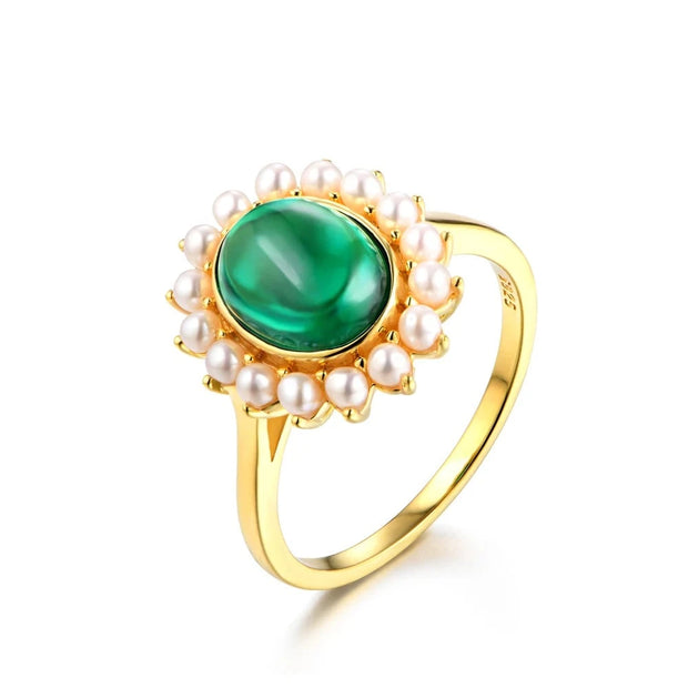 Emerald Pear 18K Yellow Gold Plated Ring.