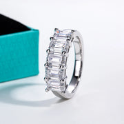 3 CTTW Emerald Cut Moissanite Wedding Band Ring