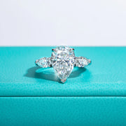 6 CTTW Pear D Color Moissanite Engagement Ring.