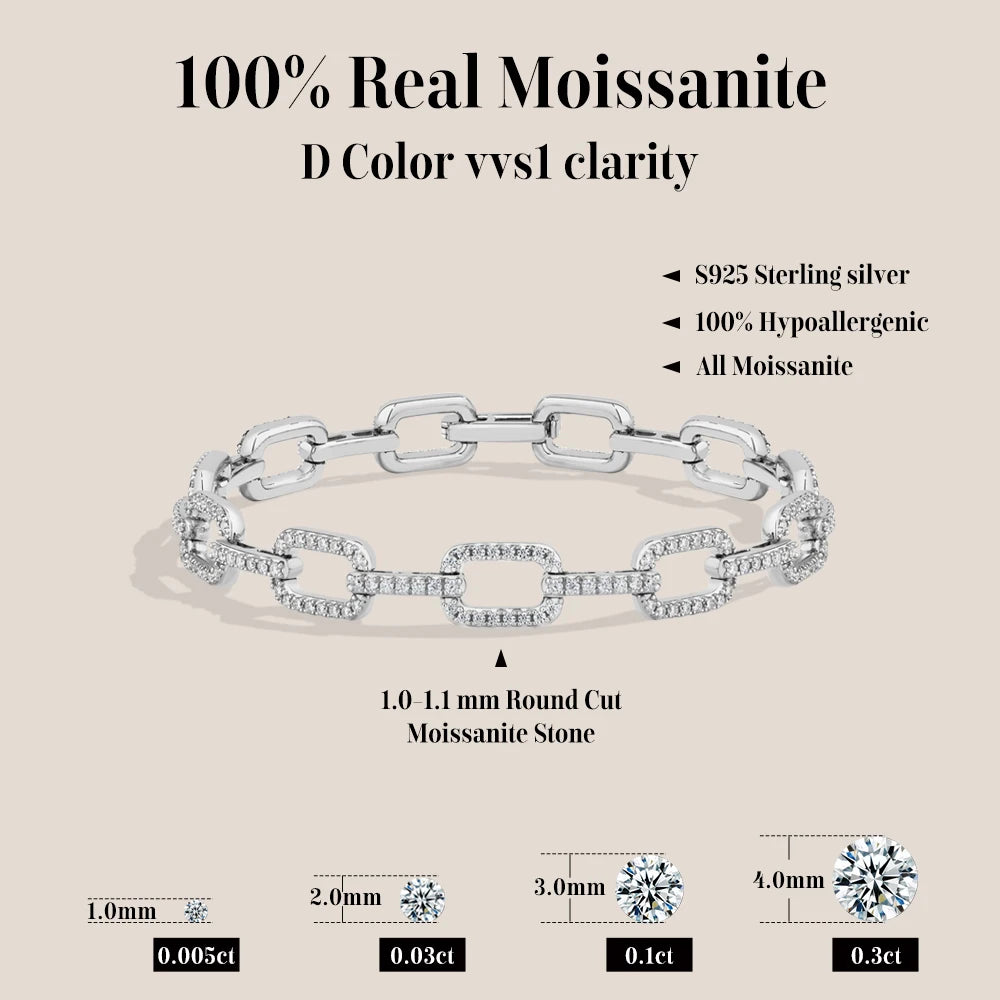Fashion Hip Hop Moissanite Bangle Bracelet