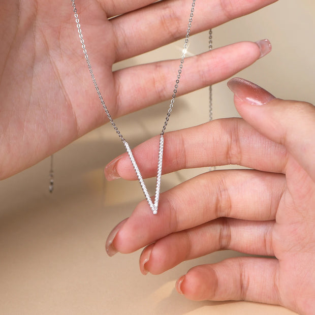 VVS1 V Shaped Moissanite Pendant Necklace | S925.