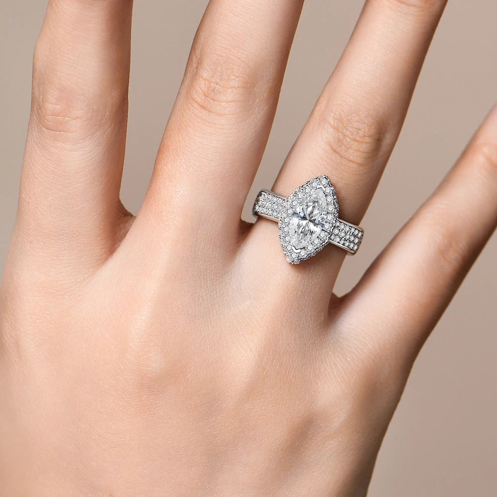 2 CT Marquise Cut Moissanite Engagement Ring