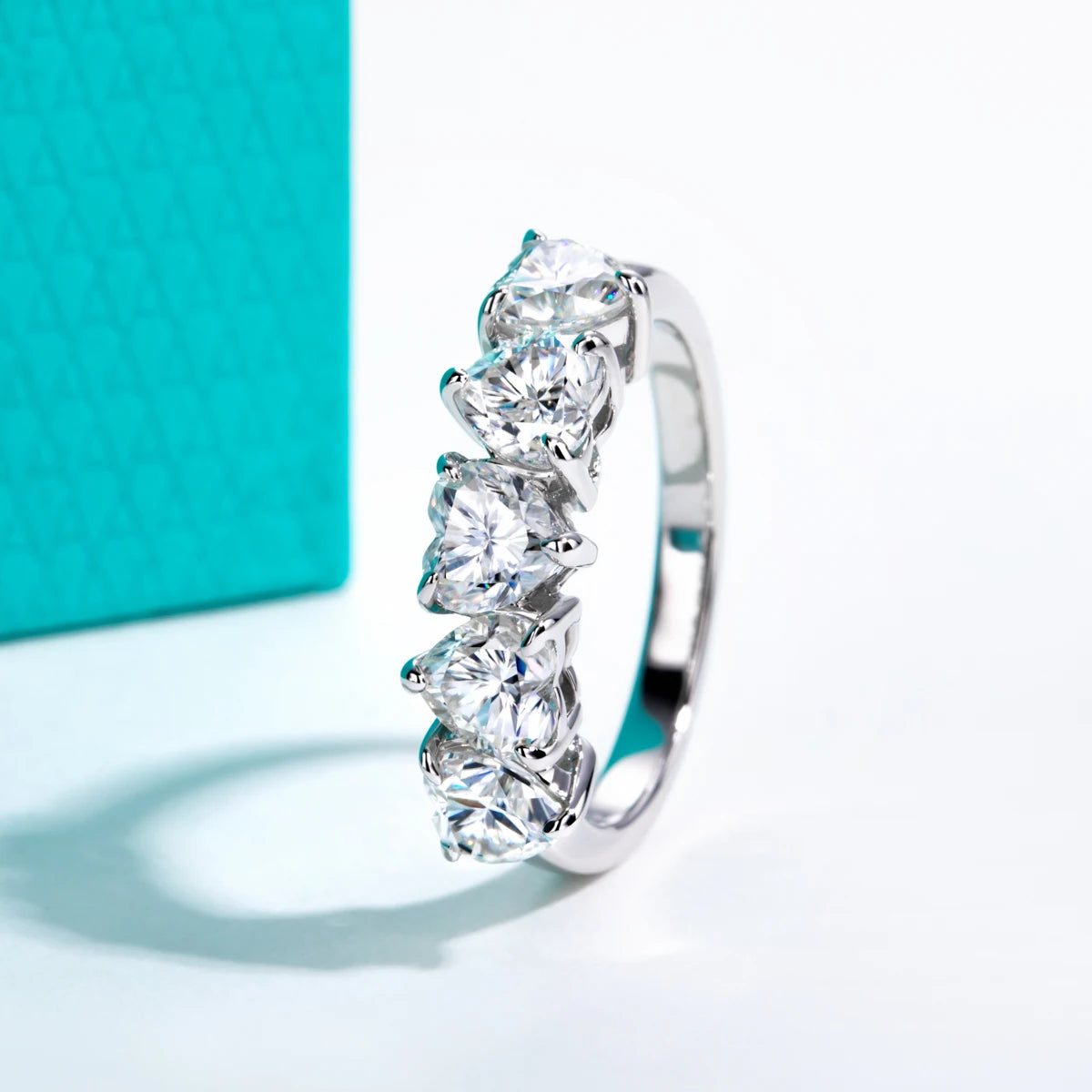 2.5 CTTW Heart Cut Moissanite Wedding Band