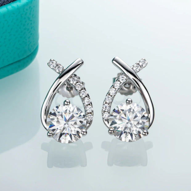 4cttw D Color Moissanite Diamond Stud Earrings.