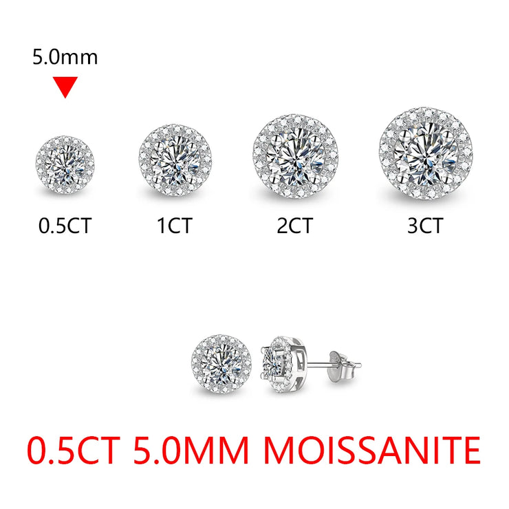 3.0CT VVS1 D Color Round Cut Moissanite Stud Earrings.