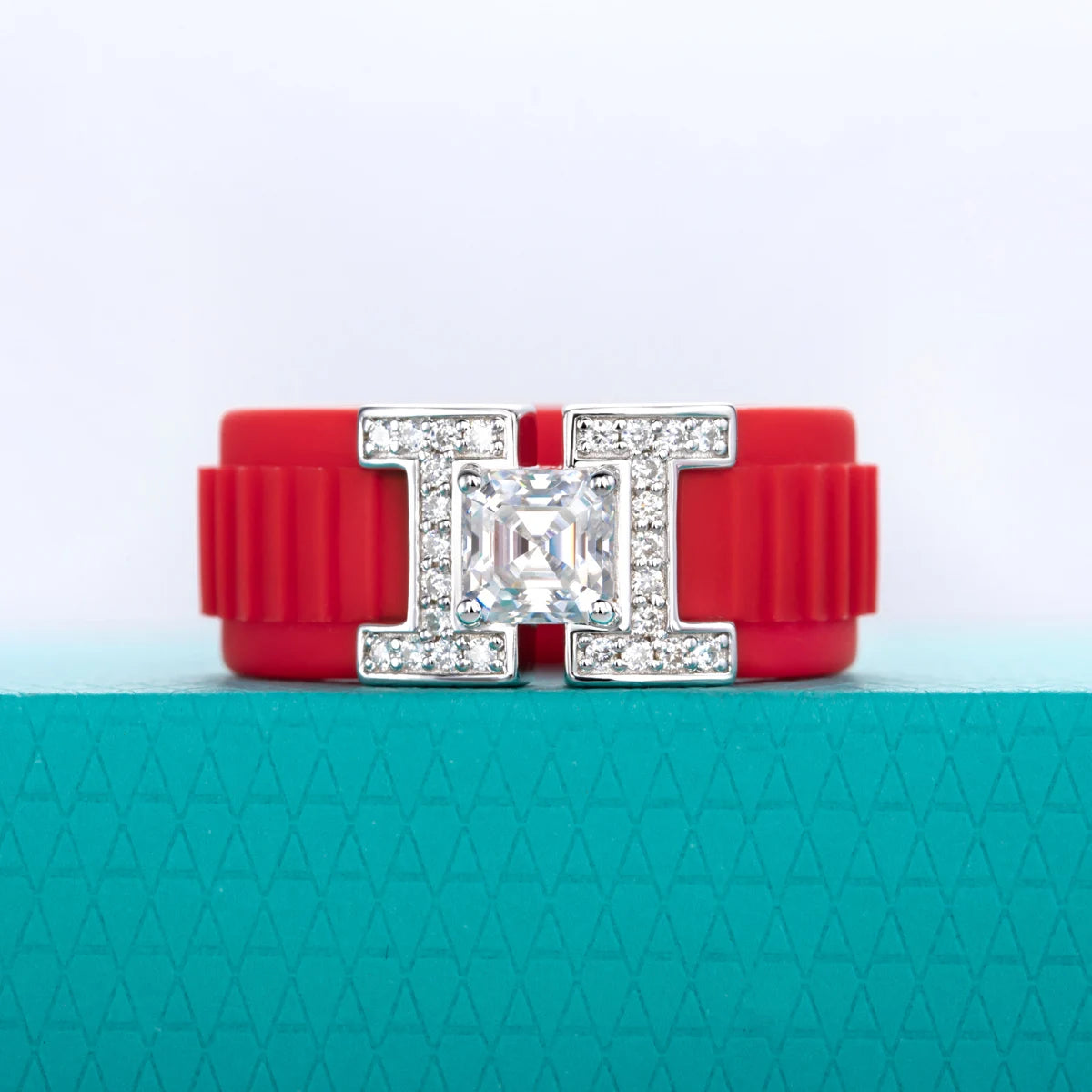 Asscher Cut Moissanite Silicone Ring