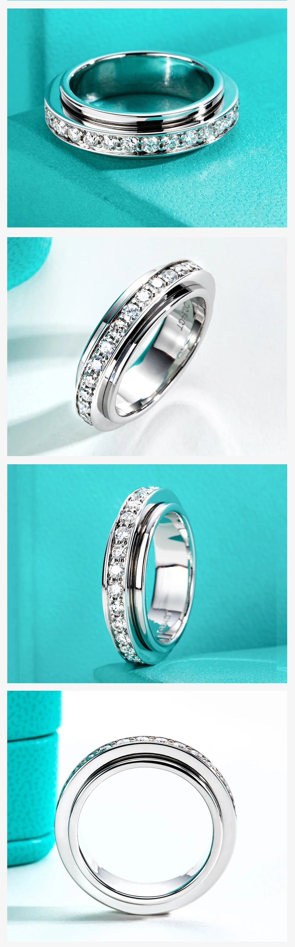 2MM Moissanite Spinner Eternity Band Ring