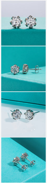 2cttw D Color Moissanite Lotus Stud Earrings.