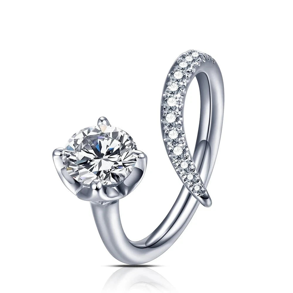 1CT VVS1 D Color Moissanite Adjustable Ring.