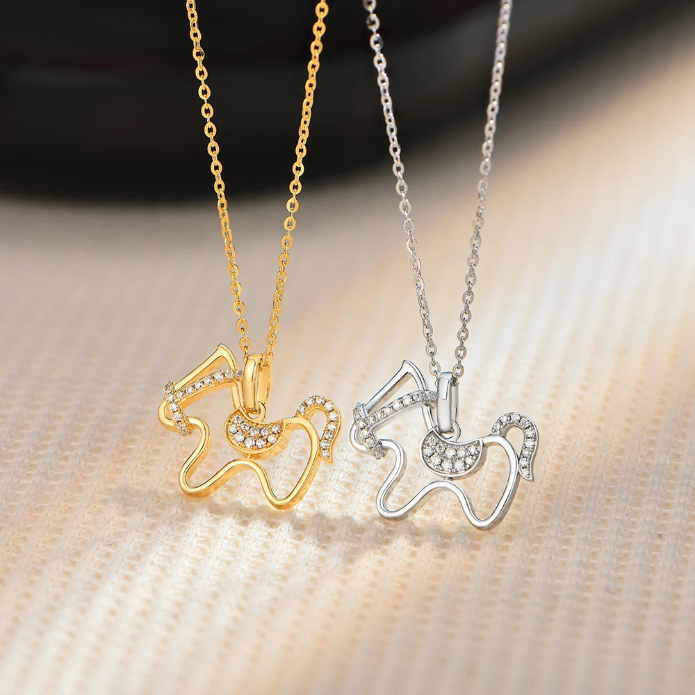 Luck Pony Pendant Moissanite Necklace
