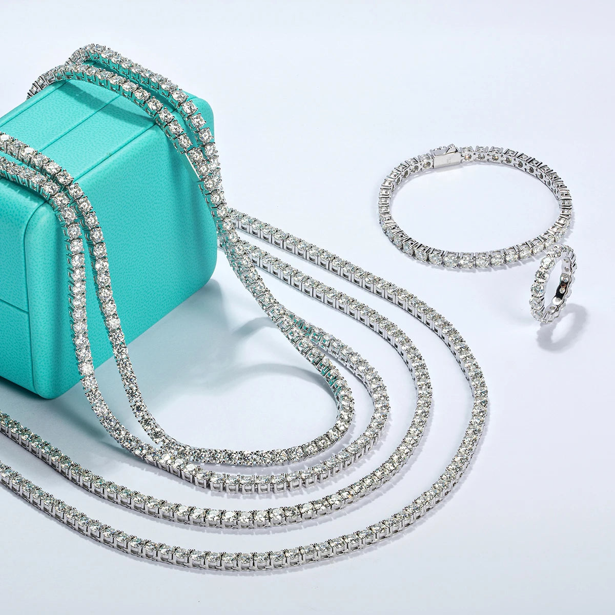 4 MM D Color Moissanite Tennis Necklace