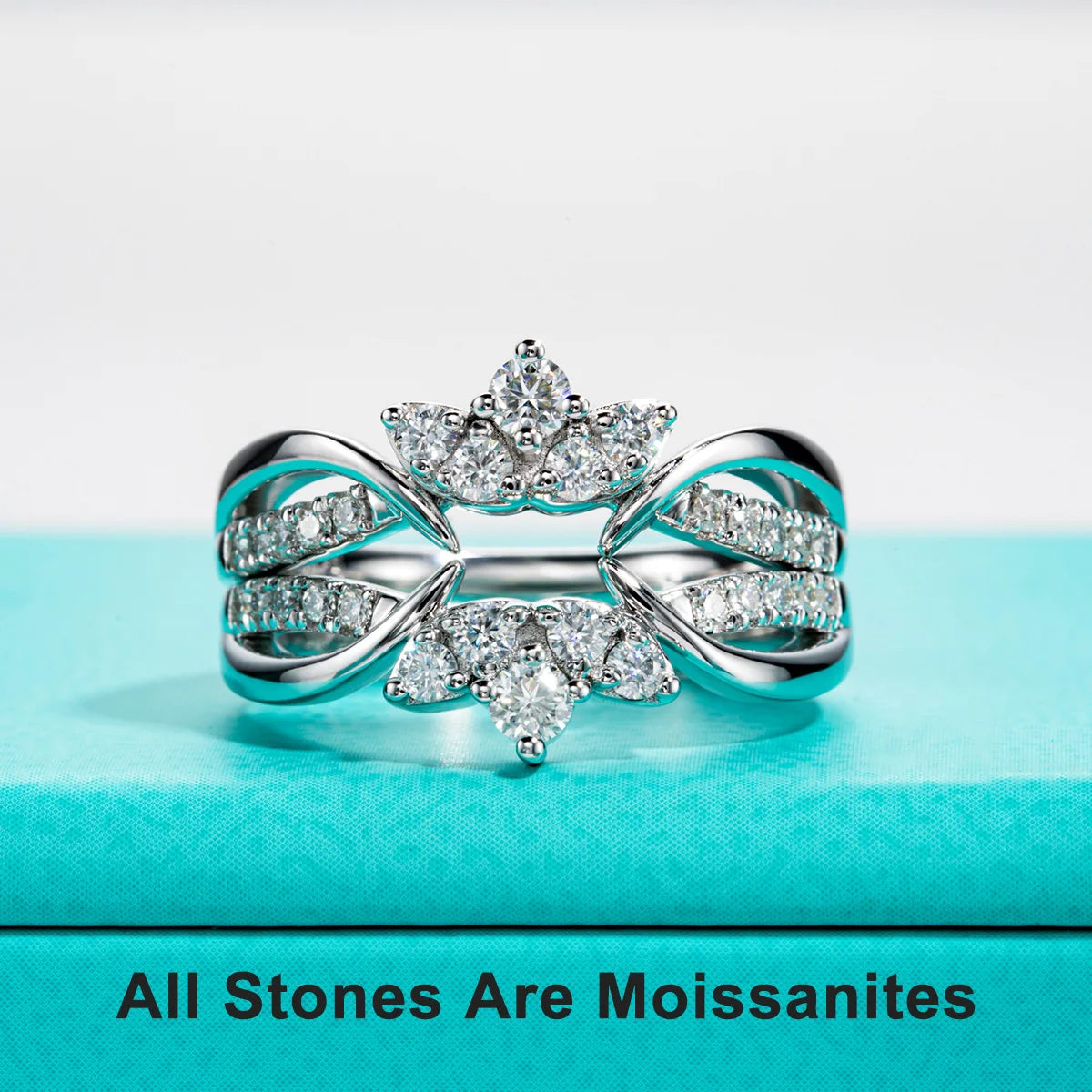 VVS1 D Color Moissanite Bridal Band Set