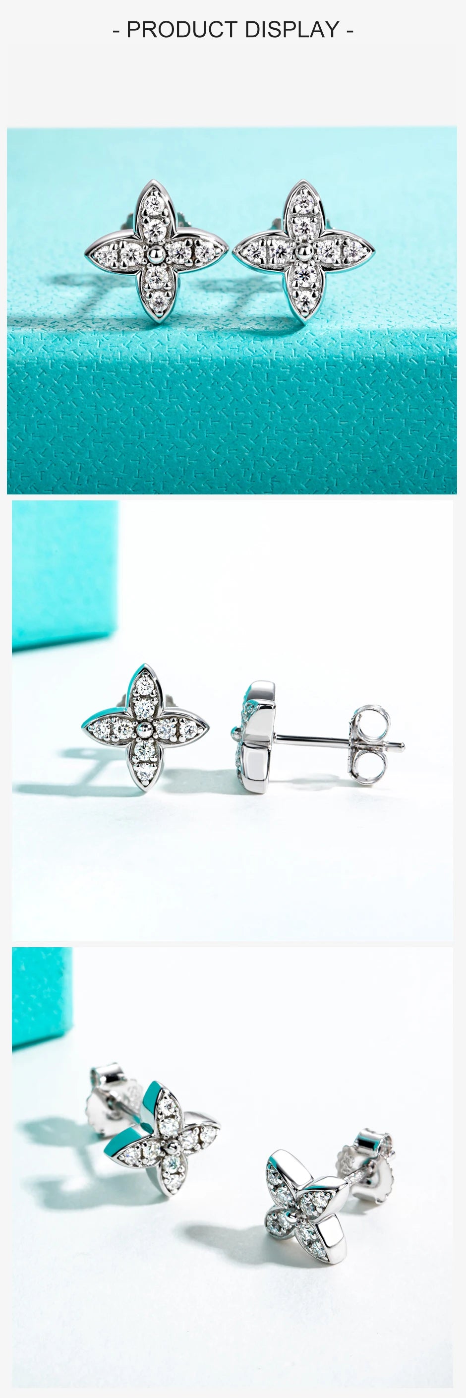 1.5mm D Color Moissanite Cross Stud Earrings.